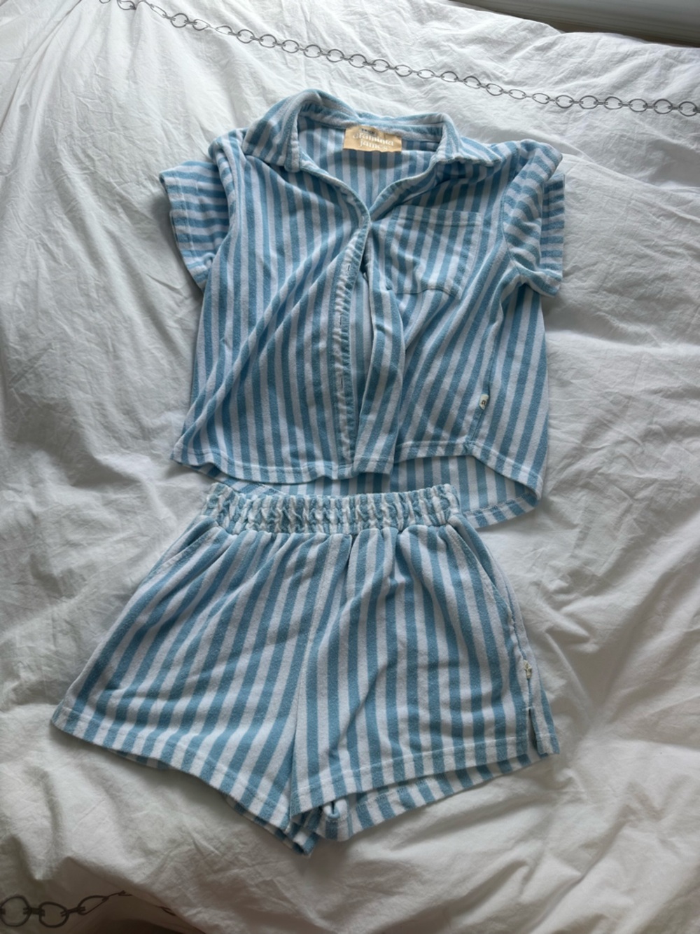 Light Blue & White Striped Women's Swim Coverup Set